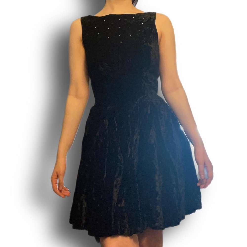 vintage eileen west velvet boatneck skater dress